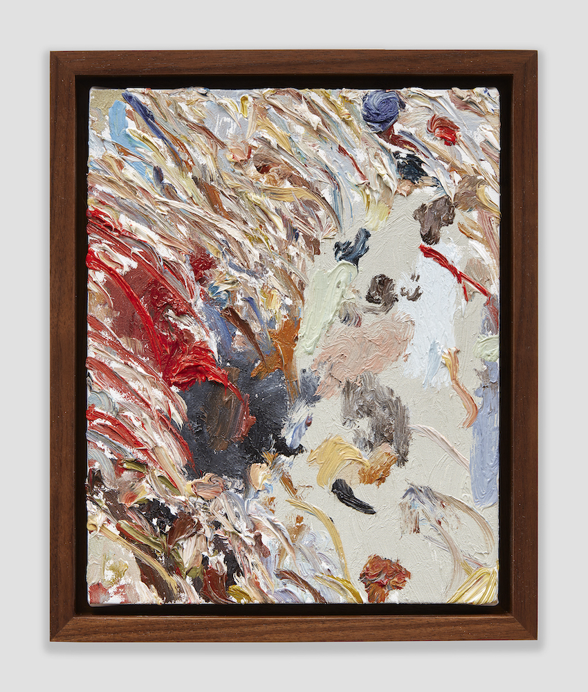<i>Wall Slice 1 (the beginning)</i>, 2024. Oil on linen, 8 x 10 x 2 in (20.3 x 25.4 x 5 cm)